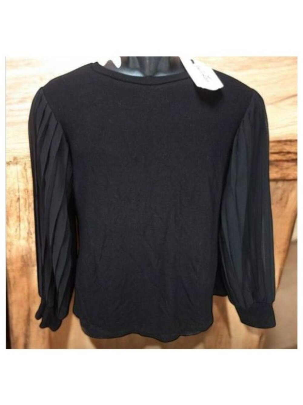 Vine & Love Black Pleated Sleeve Blouse Medium NWT